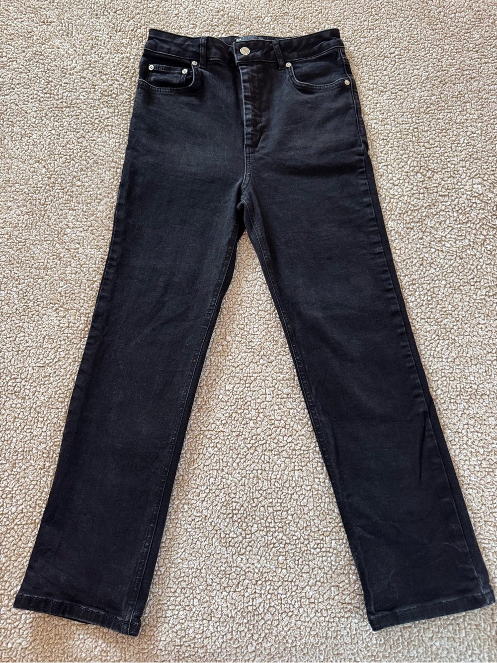 ASOS DESIGN Black High Rise Straight Leg Jeans 28W 30L